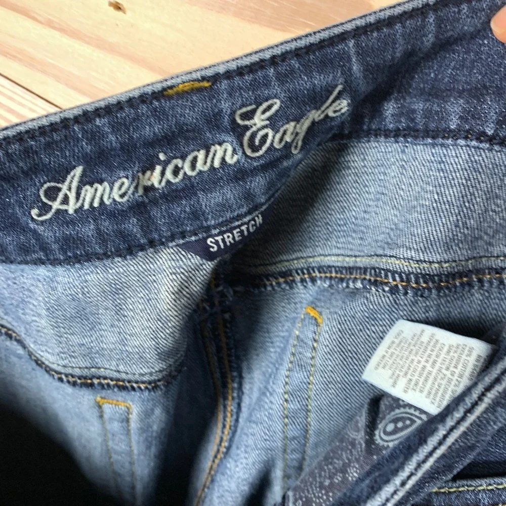 American Eagle Artist Crop Jeans Womens 8 Blue Stretch‎ Low Rise Dark Wash Denim